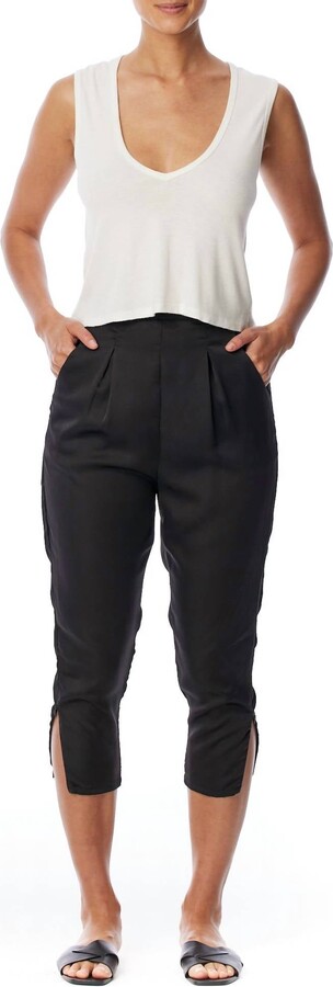 LBLC THE LABEL Brie Vegan Silk Pleated Pant In Black