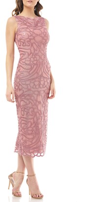 js collections soutache embroidered overlay midi dress