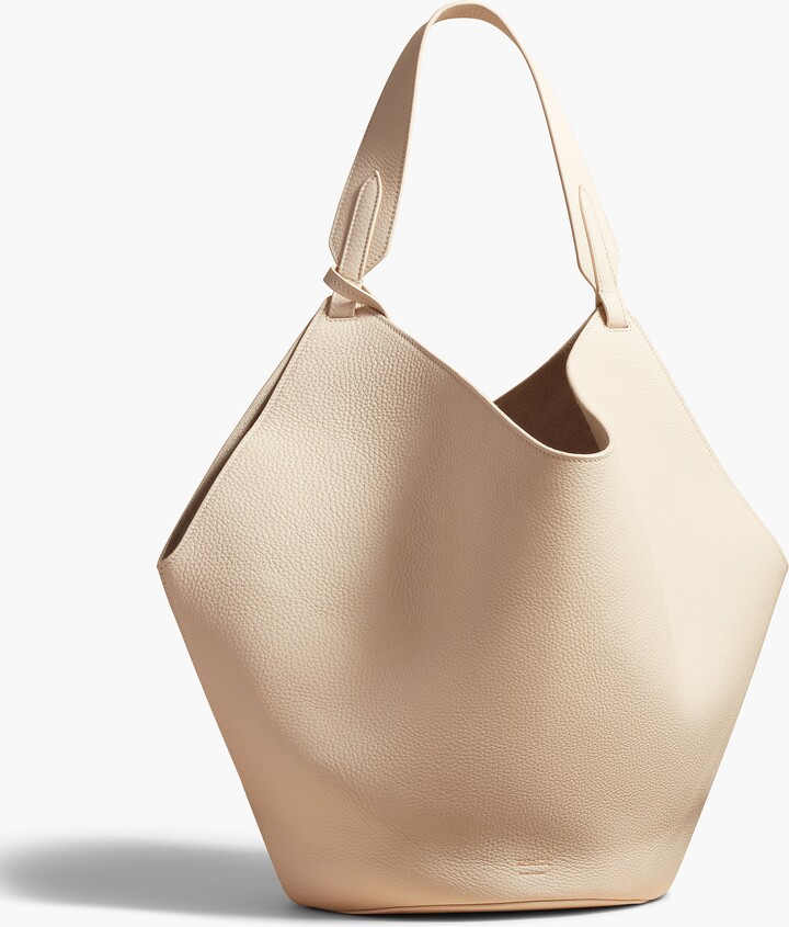 KHAITE Medium Lotus Tote in Dark Ivory Pebbled Leather