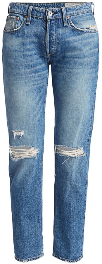 mid rise distressed boyfriend jeans