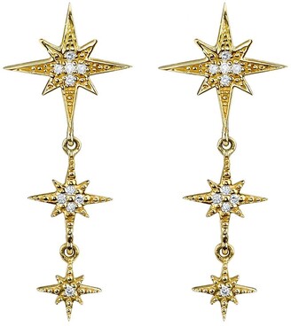 Sydney Evan 14kt Yellow Gold Triple Drop Diamond Star Earrings
