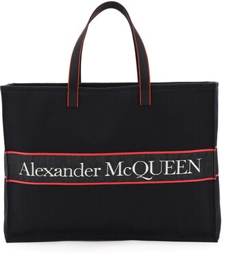Alexander McQueen TOTE BAG WITH JACQUARD LOGO OS Black, Red, White