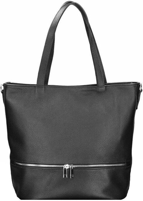 Sostter - Black Zip Front Leather Tote | Bayii - ShopStyle
