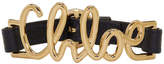 Chloé - Bracelet à logo en cuir noir 