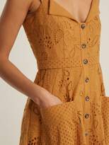 Thumbnail for your product : Saloni Fara Broderie Anglaise Cotton Midi Dress - Womens - Tan