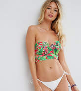 Thumbnail for your product : ASOS FULLER BUST Exclusive Forest Palm Wrap Neck Bikini Top DD-G