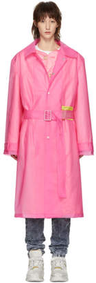 Martine Rose Pink Frosted Rain Mac Trench Coat