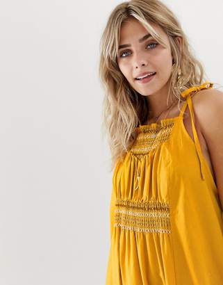 Free People Another Love embroidered linen midi dress