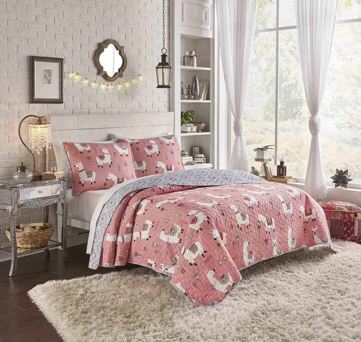Vue Llama Drama Reversible 3 Piece Quilt Set, King