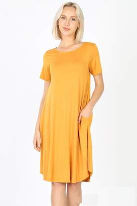 Zeana Outfitters Comfy Mustard Anywhere Pocket Dress