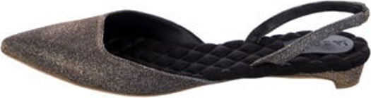 Area Slingback Flats Black & Gold Pointed-Toes