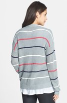 Thumbnail for your product : Woven Heart Stripe Cardigan (Juniors) (Online Only)
