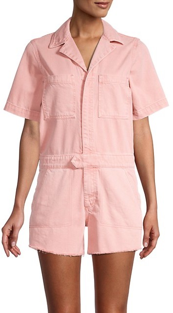 short sleeve denim romper