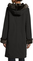 Thumbnail for your product : Jane Post Hooded Faux-Fur-Trim Jacket, Black/Brown
