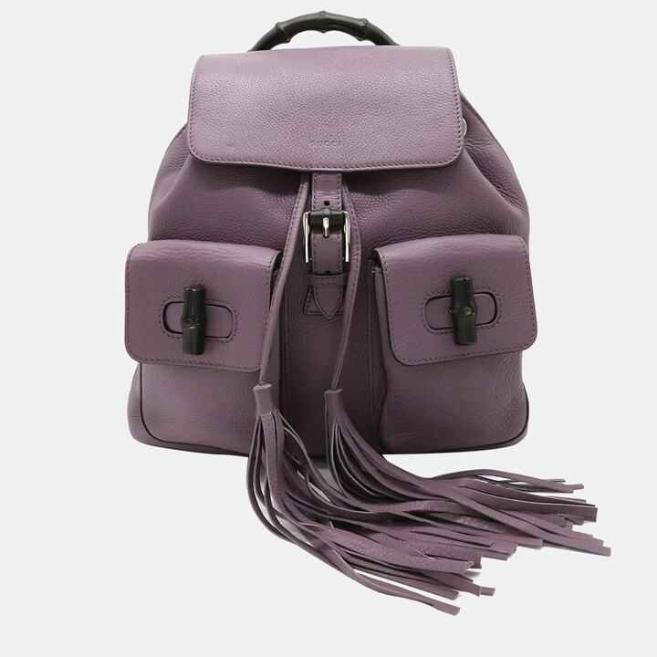 Gucci Purple Leather Bamboo Backpack - ShopStyle