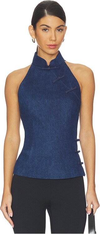 SAU LEE Ezra Denim Top