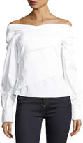 Thumbnail for your product : Theory Bateau-Neck Wrapped Stretch-Cotton Top