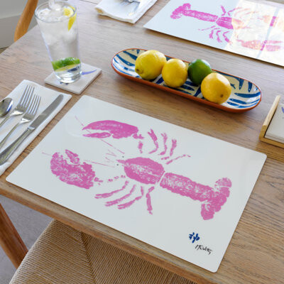 Rosecliff Heights Blue & Orange Fish Placemat |Set of 8 Colorful Nautical Decor