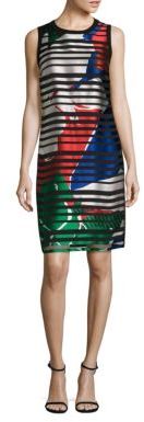 BOSS Danyna Floral Silk Blend Striped Sheath Dress