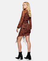 Thumbnail for your product : Topshop ruched mini dress in rust print