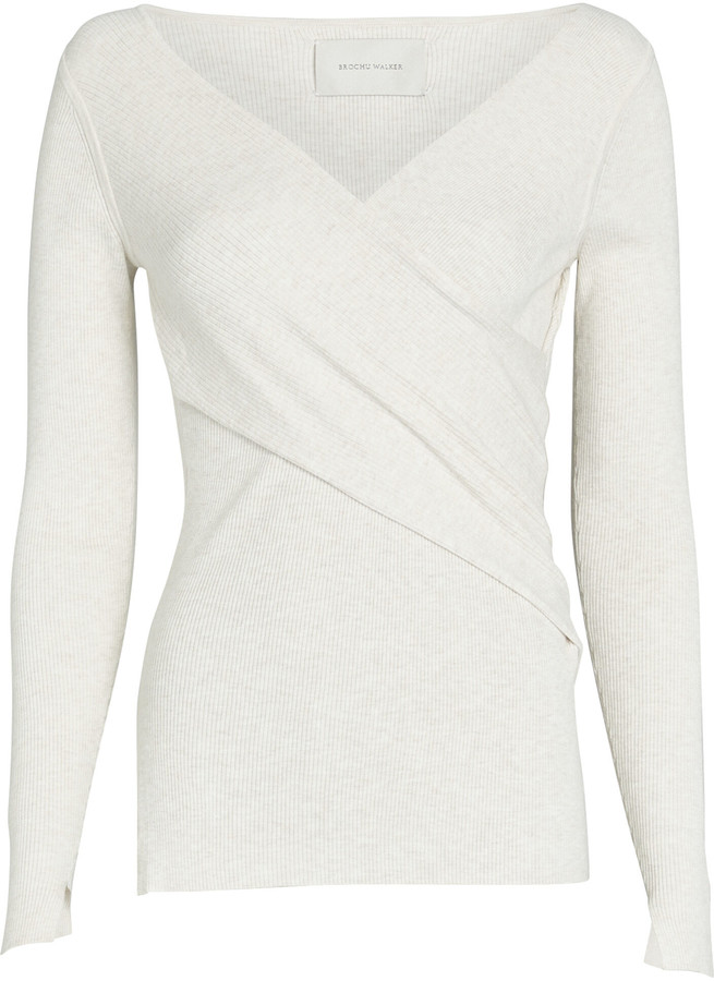 white wrap sweater top