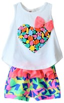 Thumbnail for your product : ACEFAST INC Baby Girls Kids Love Print Sleeveless T-shirt Flower Shorts
