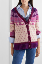 Thumbnail for your product : LoveShackFancy Deena Intarsia-knit Cardigan - Blush