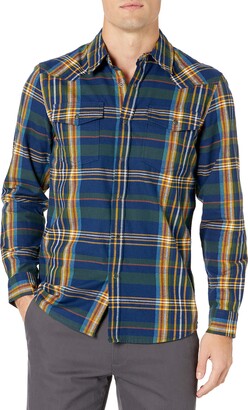 Goodthreads Amazon Brand Men's Long-Sleeve Slim-Fit Western Shirt Blue  Oversized Buffalo Check XXX-Large Tall - ShopStyle