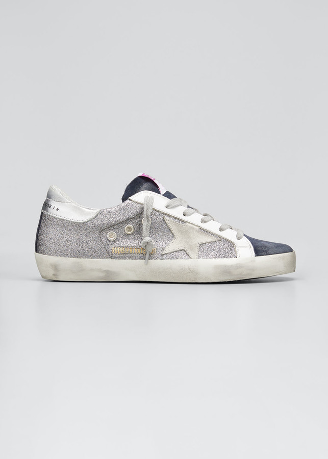 white glitter star snakeskin superstar sneakers