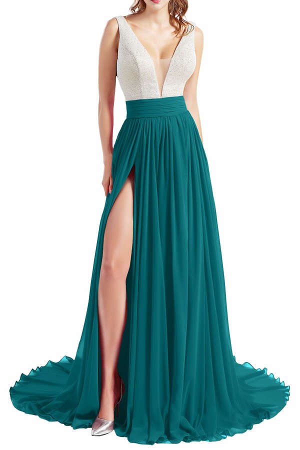 MACloth Women Prom Dresses Mermaid Sleeveless Lace Evening Party Formal Gown