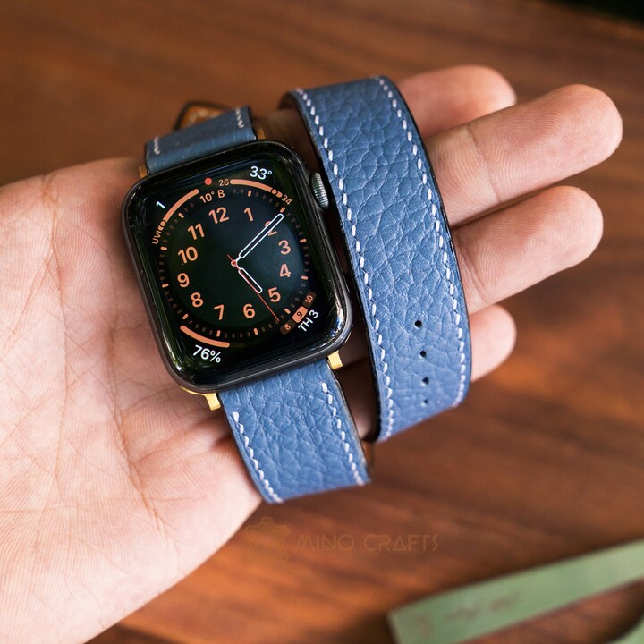 Mallow Pink Leather Iwatch Band 49mm, 46mm, 45mm, 44mm, 42mm, 41mm, 40mm, 38mm Strap Series Se2, 10, 9, 8, 7