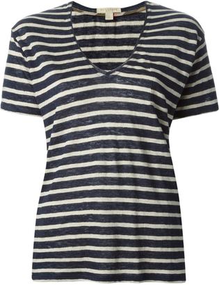 Burberry v-neck striped T-shirt