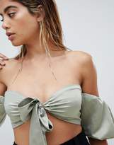 Thumbnail for your product : ASOS Design Knot Front Crop Top