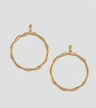 ASOS Gold Plated Sterling Silver Plaited Hoop Earrings