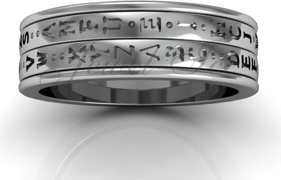 Etsy Decoder Ring - 14K White Gold Two Row Spinner Da Vinci Cryptex Codex lb-2024-1