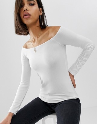 ASOS DESIGN DESIGN ultimate off shoulder long sleeve top in white