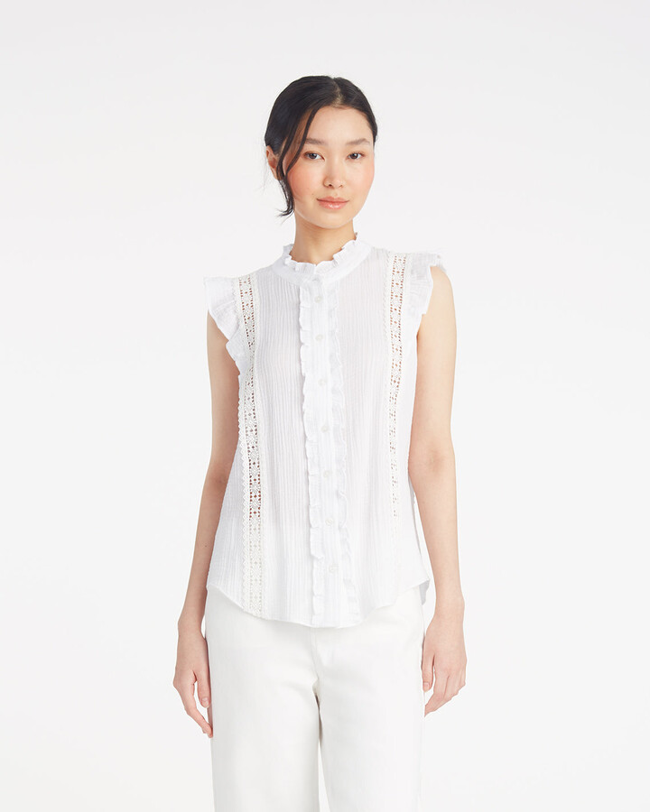 Draper James Ruffle Top in Crinkle Cotton