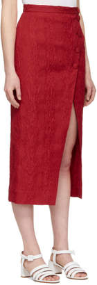 ALEXACHUNG Red Front Split Pencil Skirt