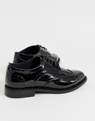 ASOS DESIGN Wide Fit More lace up flat shoes in black