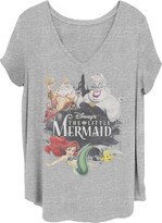 Thumbnail for your product : Disney Women's Princesses Watercolor Mermaid Junior's Plus Short Sleeve Tee Shirt