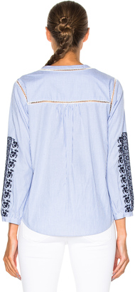 Veronica Beard Claire Button Down Embroidered Top