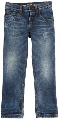 Roberto Cavalli Splattered Washed Stretch Denim Jeans