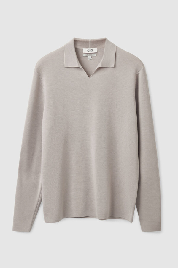 COS Long Sleeve Open-Collar Polo Shirt - ShopStyle