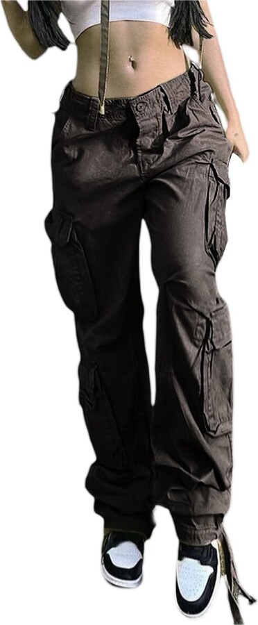 Madger Women Low Waist Cargo Pants Baggy Trouser Y2k Vintage Aesthetic ...