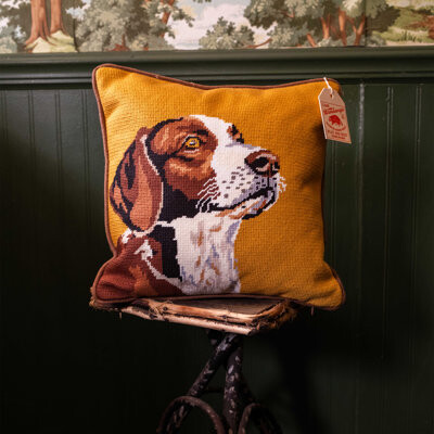 Makers Collective Camp Wandawega Hunting Dog Embroidered Needlepoint Pillow