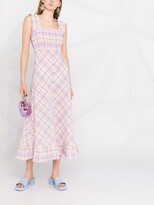 Thumbnail for your product : Ganni Ruffle-Trim Checked Midi Dress