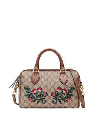 Gucci GG Supreme Embroidered Top-Handle Small Boston Bag, Multi
