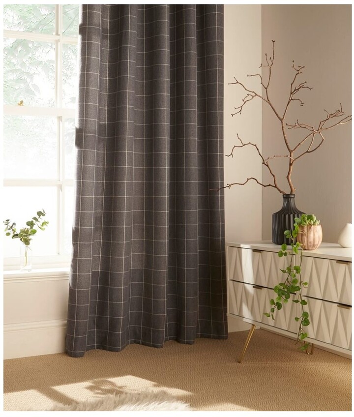 Oasis Amelia Lined Eyelet Ring Top Curtains Toile Design Indigo Blue or Charcoal 