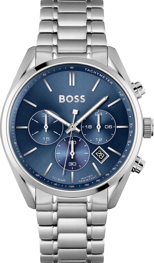 HUGO BOSS Chronograph Quartz Watch for Men with Silver Stainless