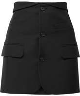 Helmut Lang - Silk Satin-trimmed Canvas Mini Skirt - Black